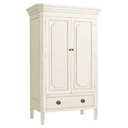 Camilla French Country Antique White Wood Armoire
