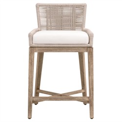 Orla Coastal Beach Cream Performance Grey Mahogany Wood Counter Stool