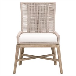 Orla Coastal Cream Performance Grey Wood Woven Dining Chair - Set of 2