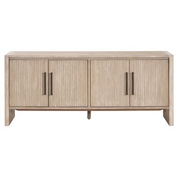 Cayson Coastal Beach Grey Acacia Wood Textured Media Cabinet - 74&quot;