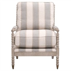 Charlize Modern Classic Beige Striped Oak Club Arm Chair