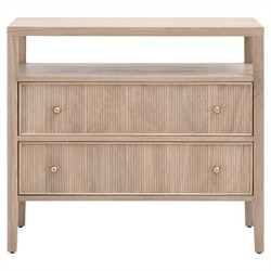 Mira Coastal Beach Natural Oak Wood Wide Nightstand