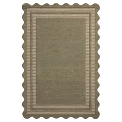 Scottie Updated Traditional Olive Wool Scalloped Solid Border Rug - 5'x7'6"
