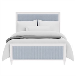 Riona Coastal Beach Blue Striped Performance White Wood Bed - Full