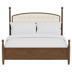 Hearth Updated Traditional Cream Performance Brown Wood Tufted Bed - Queen