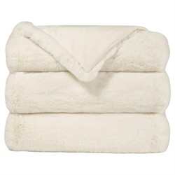 Kylen Modern Classic White Faux Fur Throw Blanket|