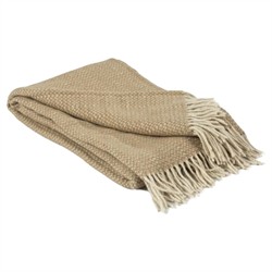 Taylor Updated Traditional Beige Wool Throw Blanket