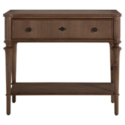 Andrea French Country Natural Brown Oak Wide Nightstand