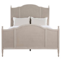 Caroline Updated Traditional Cerused White Mahogany Wood Bed - Queen