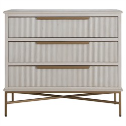 Riggs Modern Classic Antique White Mahogany Wood Gold Metal Bachelor Chest