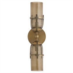 Jacobson Updated Traditional Smoke Glass Antique Brass Sconce