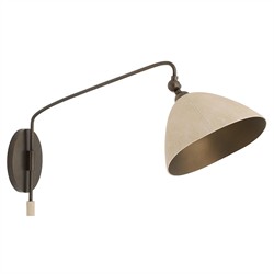 Inlet Traditional Bronze Steel Faux Shagreen Leather Shade Swing Arm Sconce