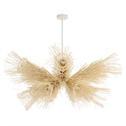 Kauai Coastal Beach Bleached Woven Rattan Chandelier