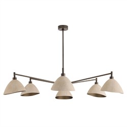 Inlet Traditional Bronze Steel Faux Shagreen Leather Shade Chandelier