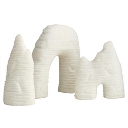 Isla Coastal Beach White Ricestone Textured Sculpture - Set of 3