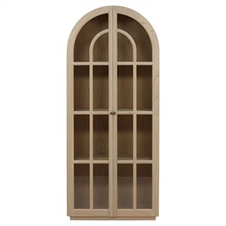 Charles Modern Classic Natural Brown Wood Arched Display Cabinet