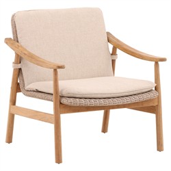Penny Coastal Beach Natural Teak Woven Outdoor Lounge Arm Chair