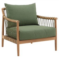 Quinn Coastal Beach Natural Teak Outdoor Lounge Arm Chair