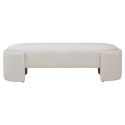 Riona Modern Classic Off White Boucle Performance Bedroom Bench