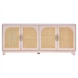 Alarisse Coastal Beach Vanilla Oak Woven Cane Sideboard