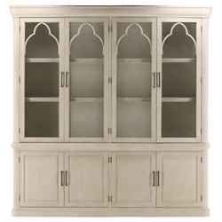 Martineau French Country Cream Wood Double China Cabinet