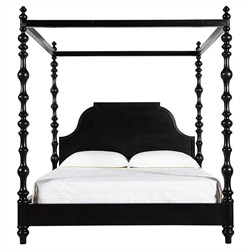 Gravier Updated Traditional Black Mahogany Wood Canopy Bed - King