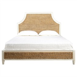 Millet Coastal Beach Cream Mahogany Natural Woven Banana Leaf Bed - King