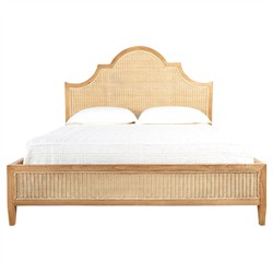 Allard Coastal Beach Brown Wood Natural Woven Rattan Bed - King