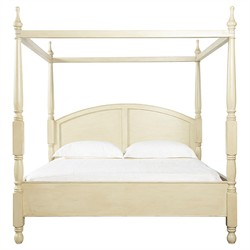 Colline French Country Cream Mahogany Wood Canopy Bed - King