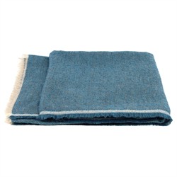 Amia Updated Traditional Blue Linen Woven Throw Blanket