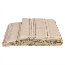 Mateo Coastal Beach Natural Cream Striped Woven Throw Blanket