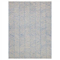Dahlia Coastal Beach Blue Wool ZigZag Patterned Rug - 4&#39;x6&#39;