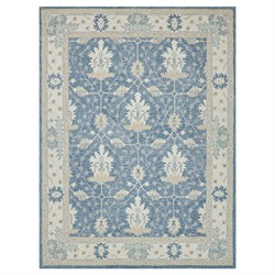 Camden Updated Traditional Blue Wool Oushak Patterned Rug - 5&#39;x8&#39;