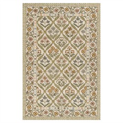 Olivia French Country Green Wool Floral Patterned Rug - 5'x7'6"