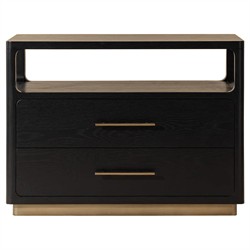 Minnie Modern Classic Black Oak Wide Nightstand