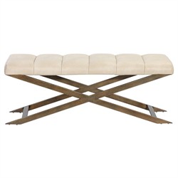 Hanalyn Modern Classic Cream Faux Leather Tufted Bedroom Bench