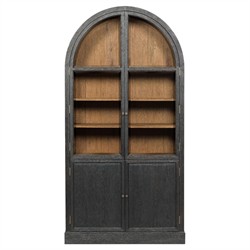 Curiosity Rustic Lodge Black Oak Arched Display Cabinet