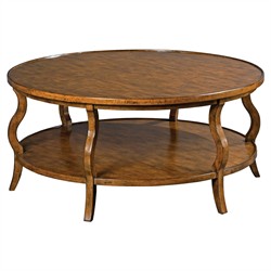 Sonoma Updated Traditional Brown Wood Round Coffee Table