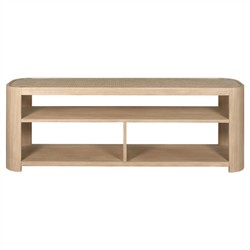 Surfside Coastal Beach Woven Rattan Brown Wood Media Console - 77"