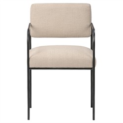 Faryn Modern Classic Cream Performance Iron Dining Arm Chair
