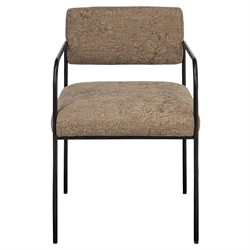 Faryn Modern Classic Brown Printed Iron Dining Arm Chair