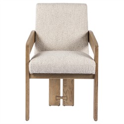 Callista Modern Classic Off White Performance Oak Dining Arm Chair