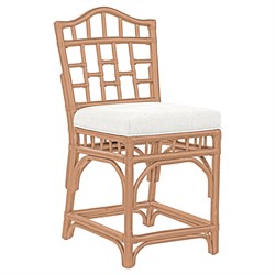 Judy Coastal Beach White Performance Brown Rattan Counter Stool