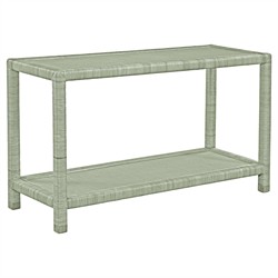 Mako Coastal Beach Green Woven Rattan Rectangular Console Table