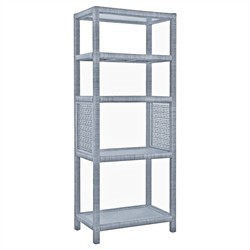 Mako Coastal Beach Blue Woven Rattan Etagere
