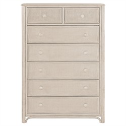 Elliana Coastal Beach Cream Woven Rattan Tall Chest