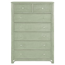 Elliana Coastal Beach Green Woven Rattan Tall Chest
