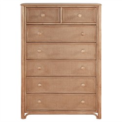 Elliana Coastal Beach Brown Woven Rattan Tall Chest