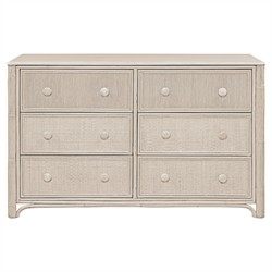 Elliana Coastal Beach Cream Woven Rattan Double Dresser