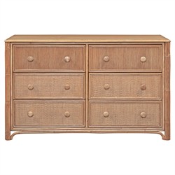 Elliana Coastal Beach Brown Woven Rattan Double Dresser
